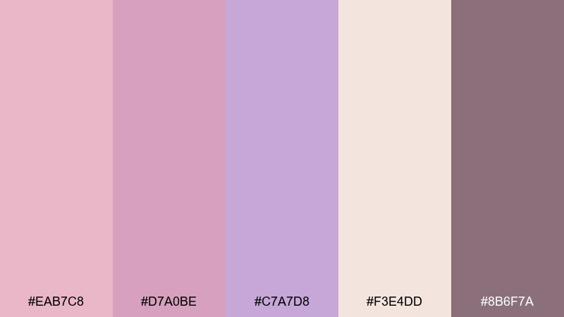 lilac rose latte pink lilac color palette with hex codes