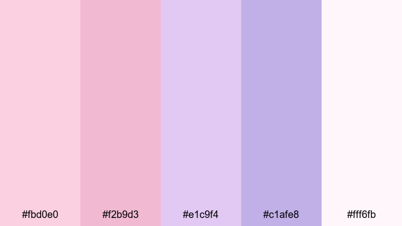 lilac rosewater color palette with hex codes