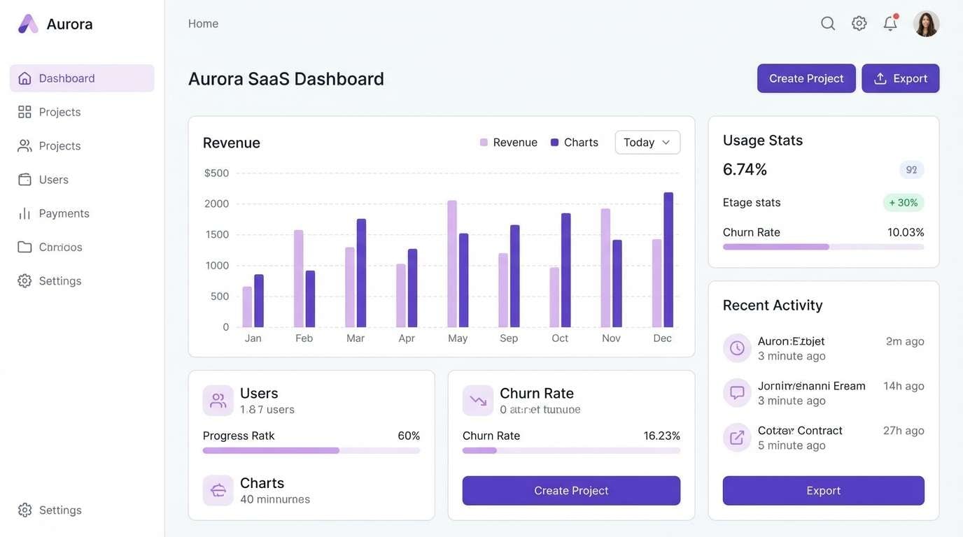 minimal lilac dashboard ui