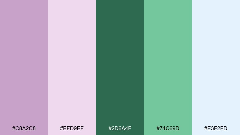 lilac seaweed coastal color palette with hex codes