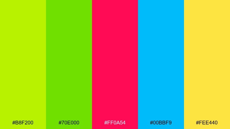 lime berry splash bright color palette with hex codes
