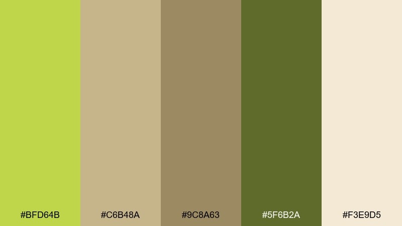lime clay pear color palette with hex codes