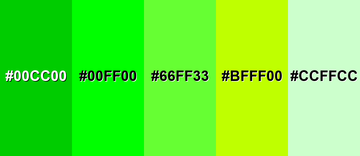 shades and variations of lime-color