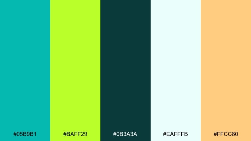 limewave gradient turquoise lime green color palette with hex codes