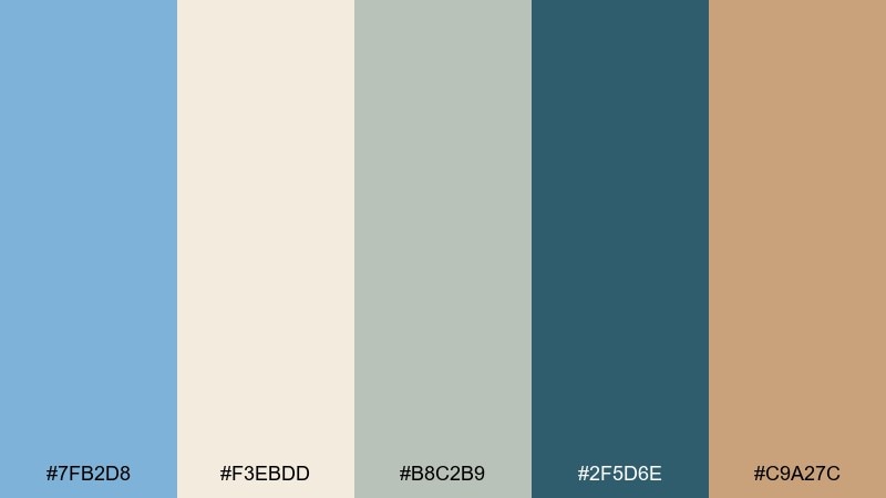 linen and lake carolina blue color palette with hex codes