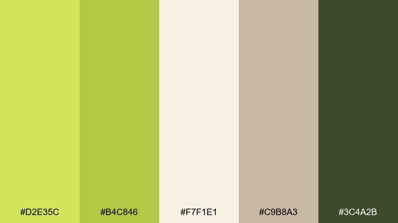 linen and lime peridot color palette with hex codes