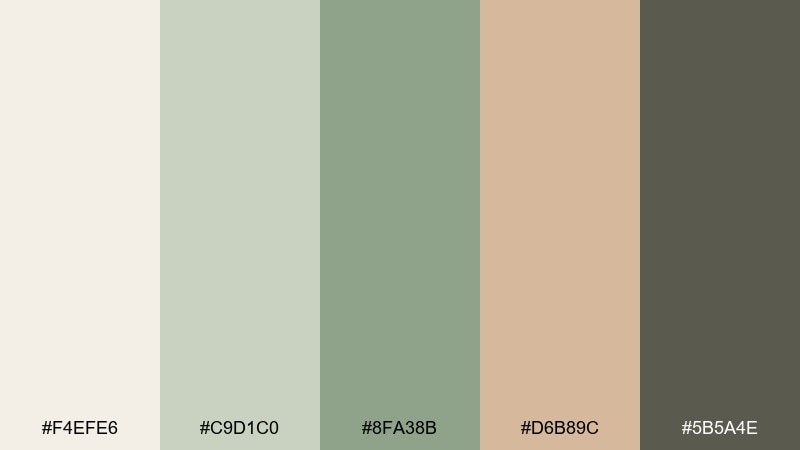 linen and sage eggshell color palette with hex codes