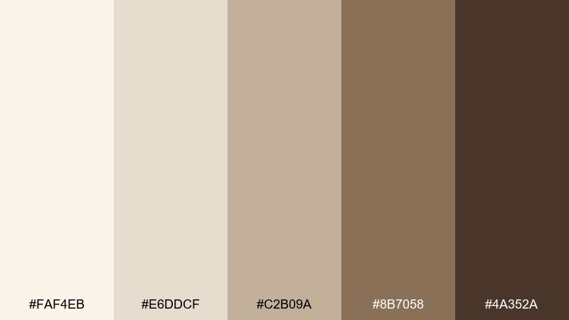 linen and wood coffee shop color palette with hex codes