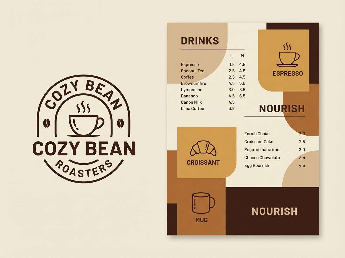 warm coffee brand menu graphics