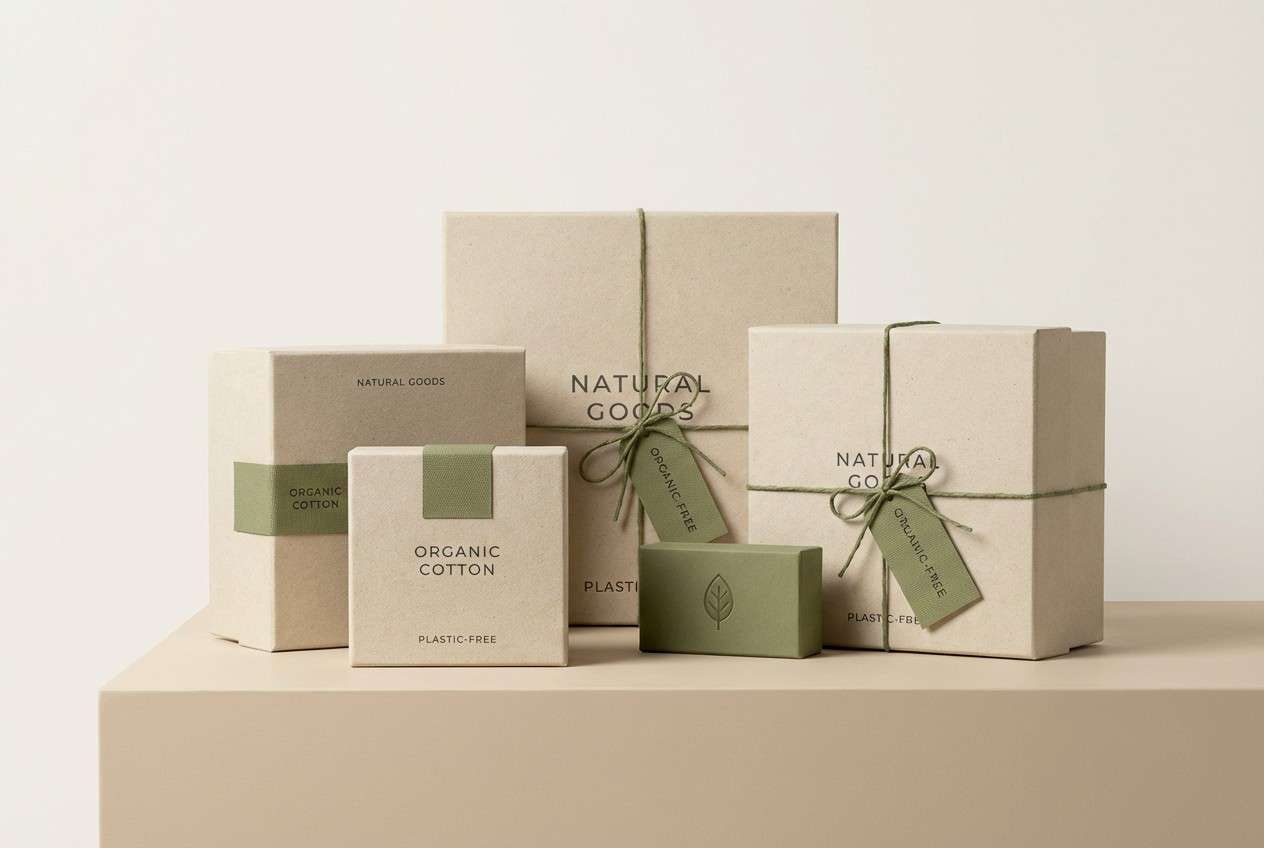 eco packaging with olive accents