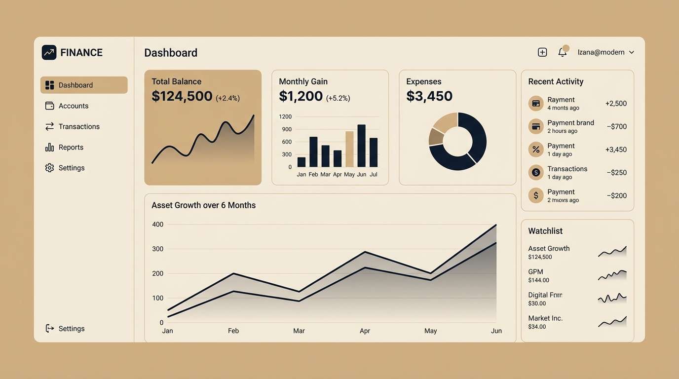 high contrast finance dashboard ui