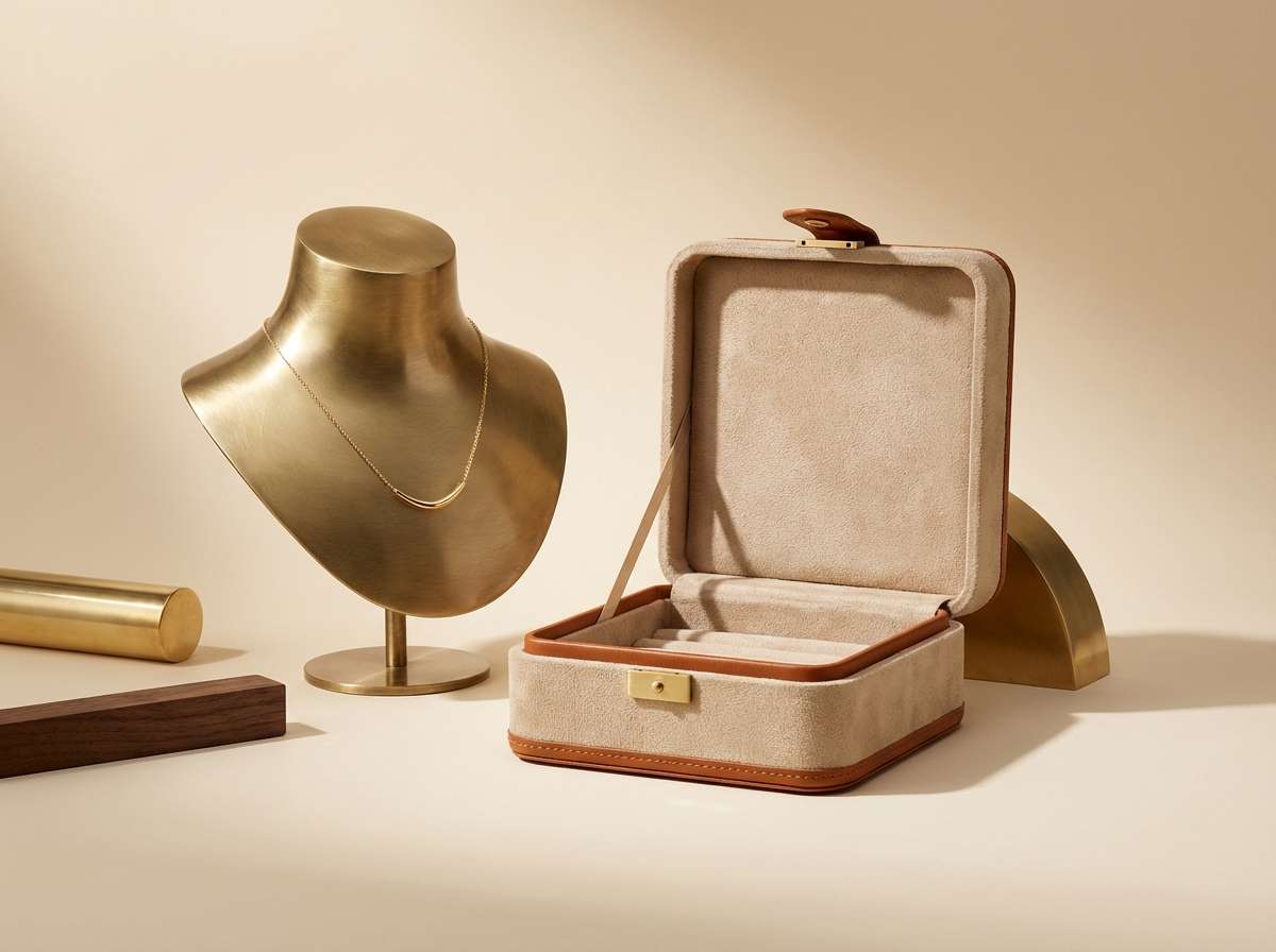 jewelry ad in brass neutrals