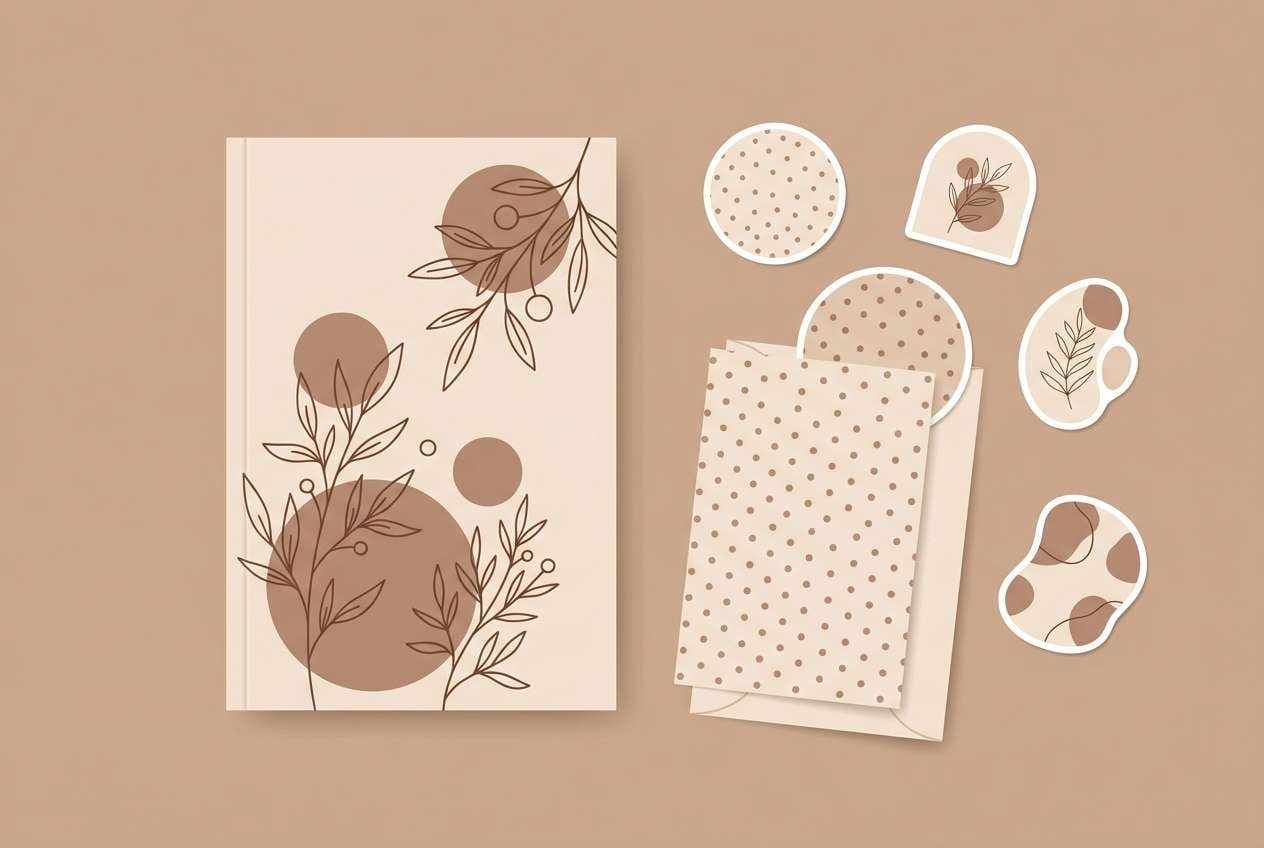 cozy stationery set in browns