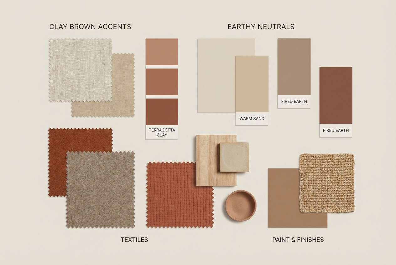 earthy interior mood board swatches