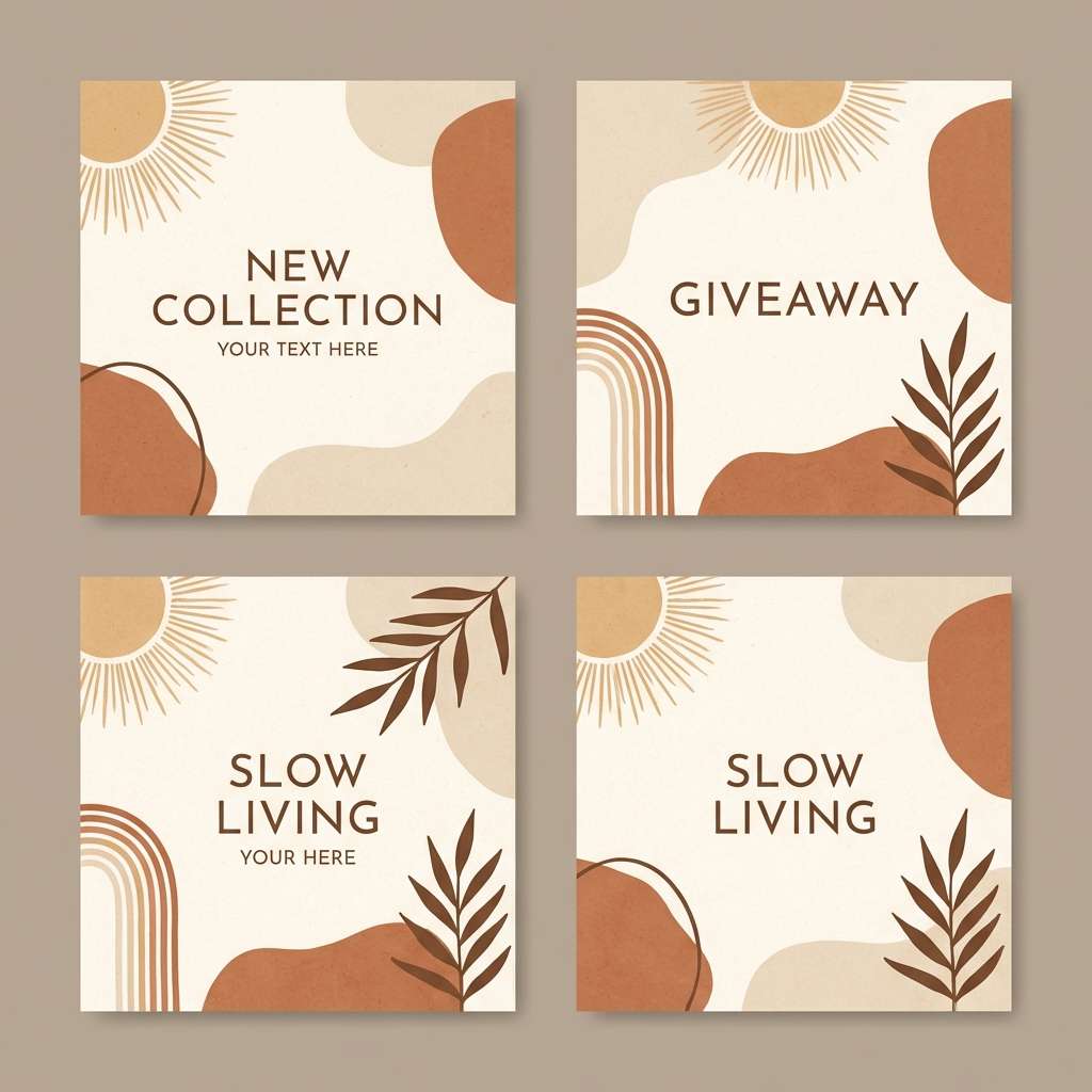 boho social templates in terracotta