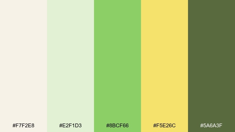 linen lime zest white green yellow color palette with hex codes