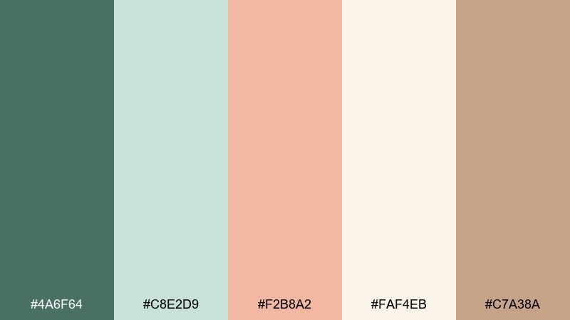 linen orchard green peach color palette with hex codes