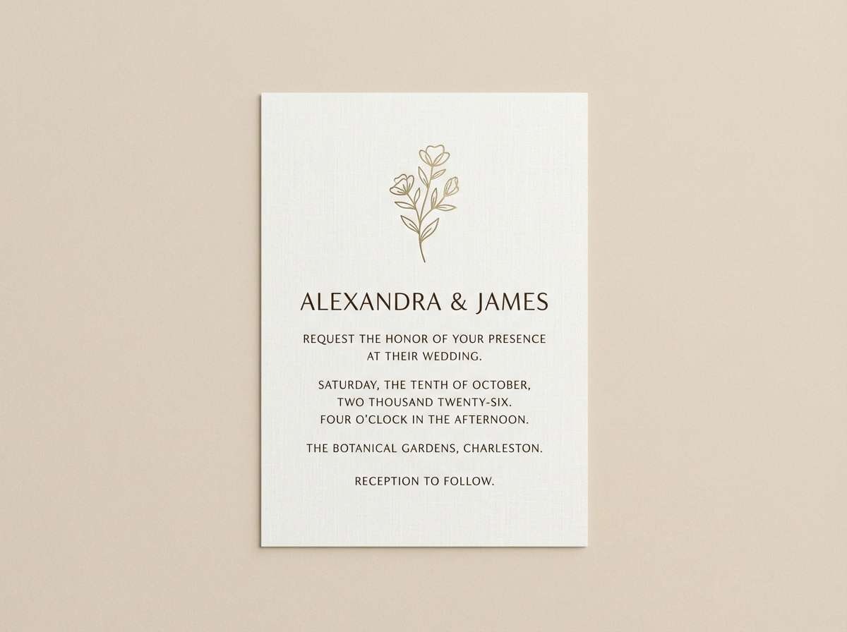 linen style wedding invite