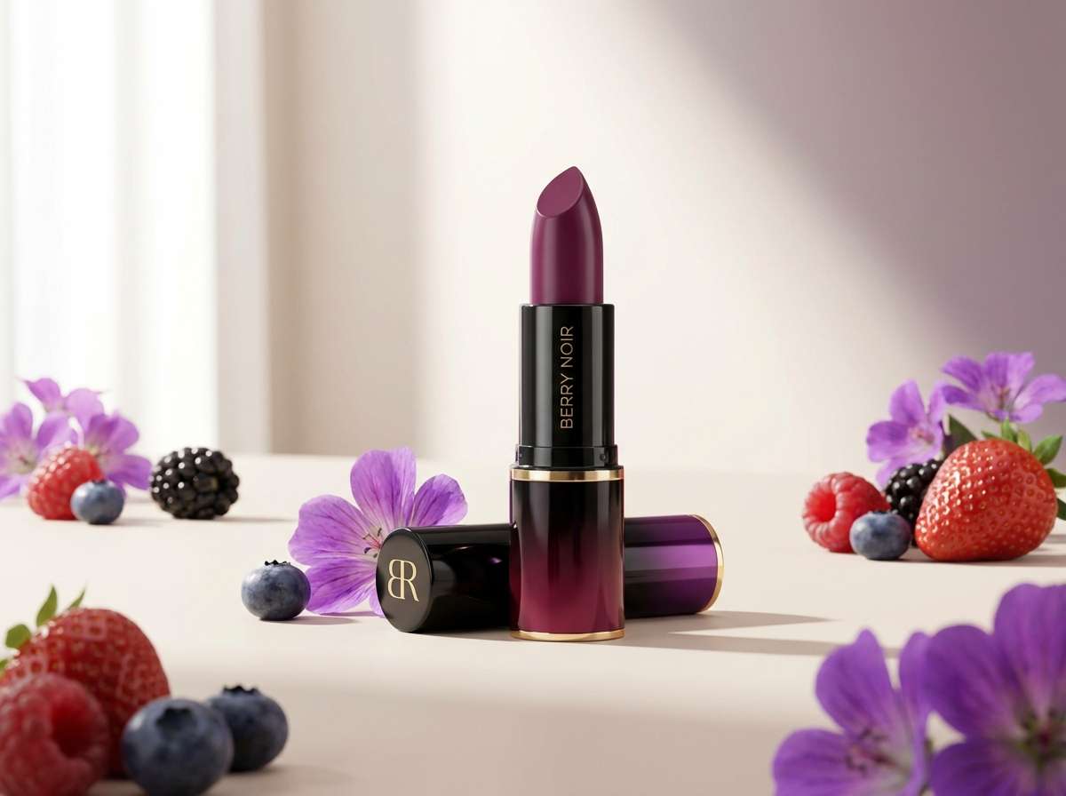berry lipstick product ad