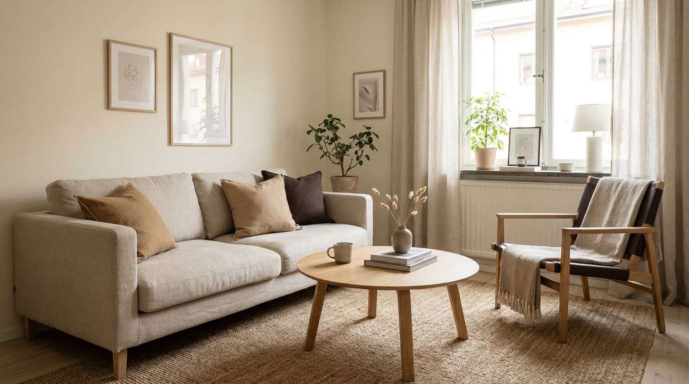 sunlit linen scandi living room