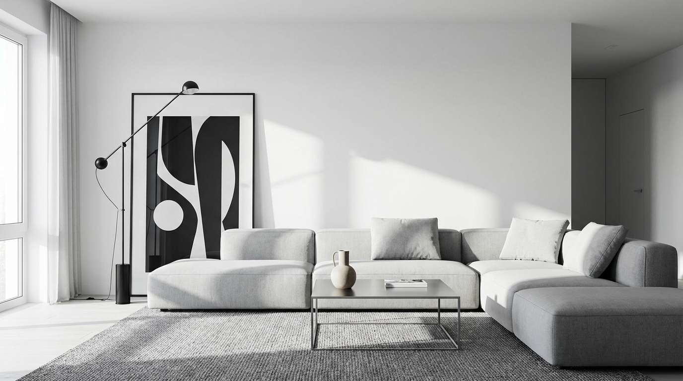 monochrome graphic living room