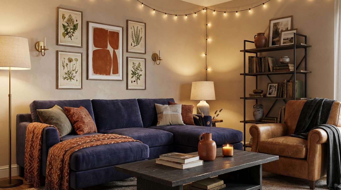 rust indigo eclectic room
