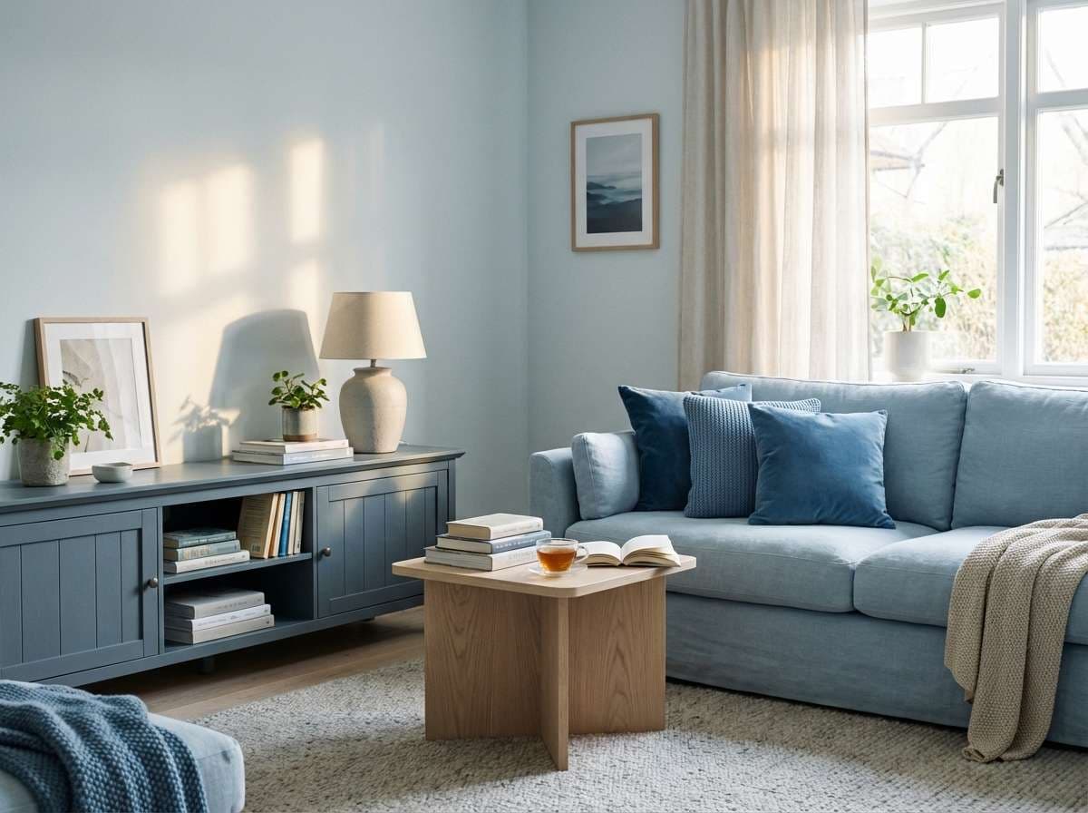 misty blue reading nook