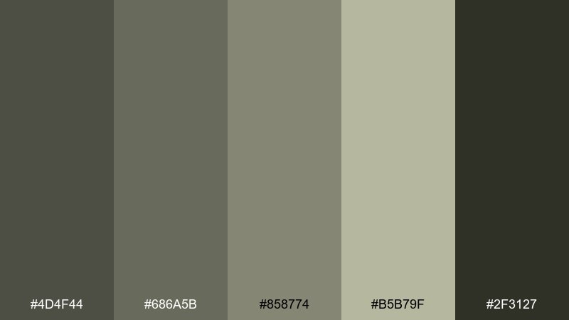 loden evening drab color palette with hex codes