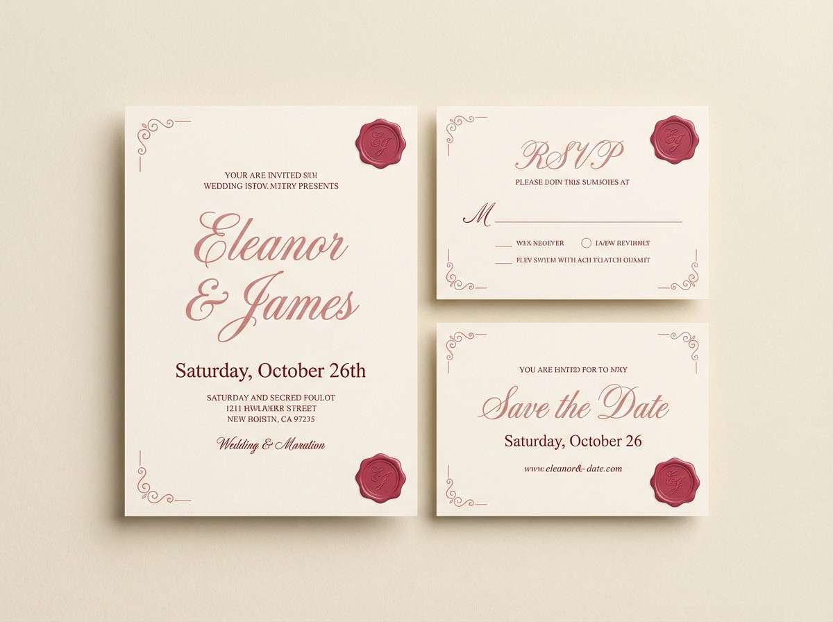blush wedding invitation layout