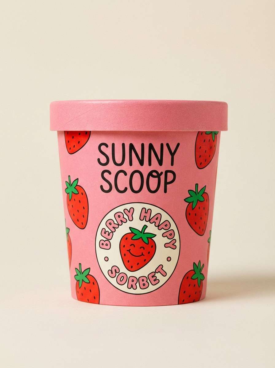 pink ice cream packaging