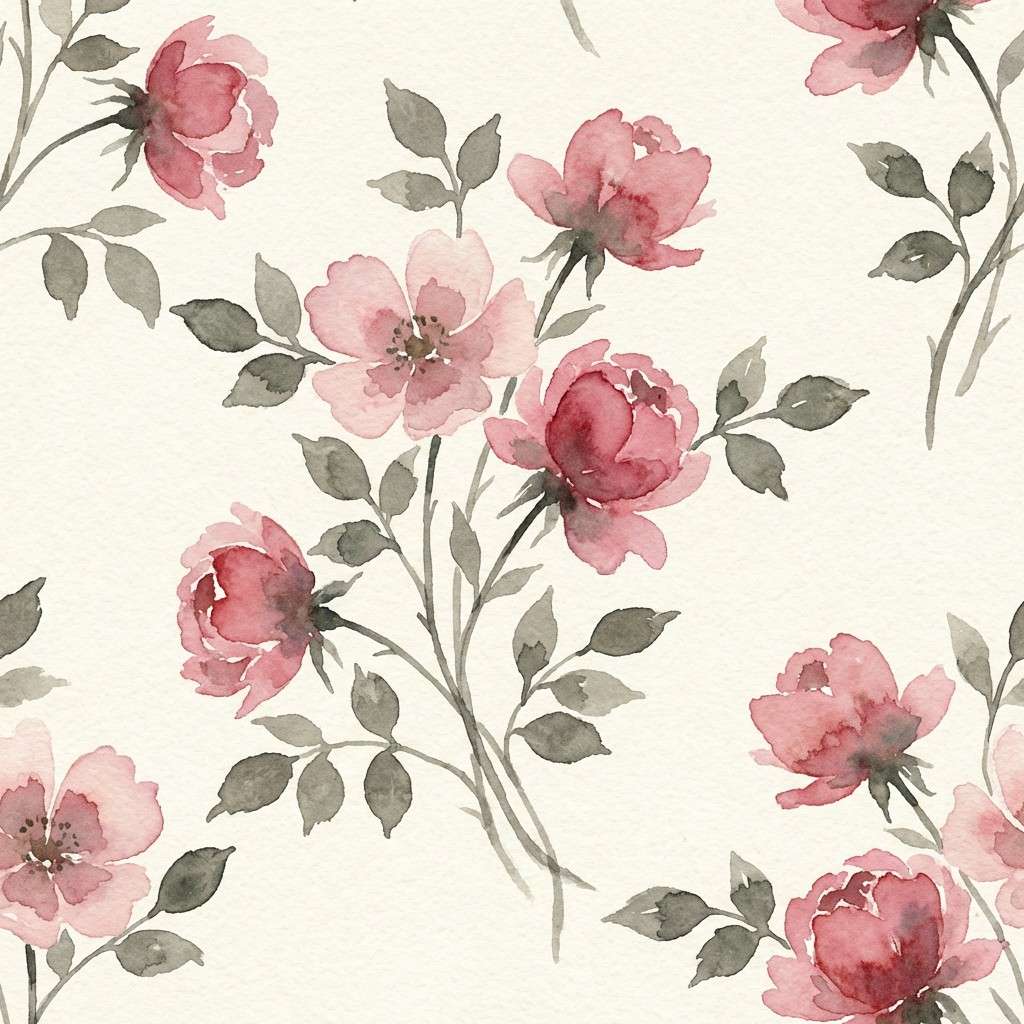 watercolor rose pattern