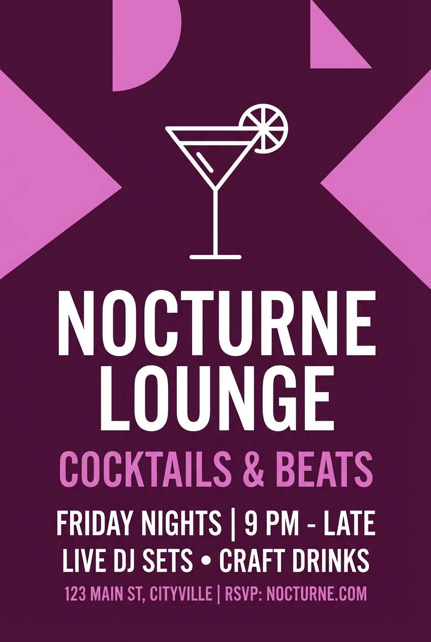 plum cocktail flyer design
