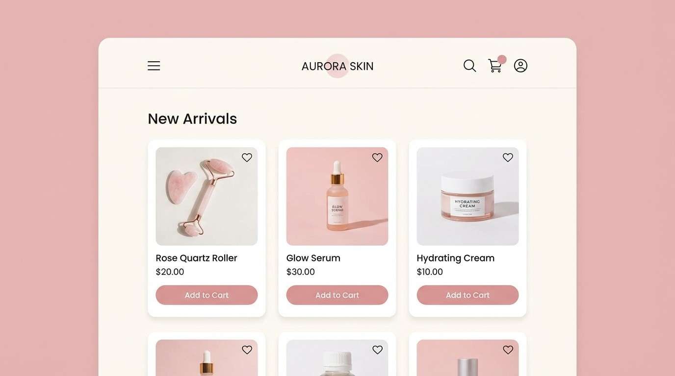 pink skincare ecommerce ui
