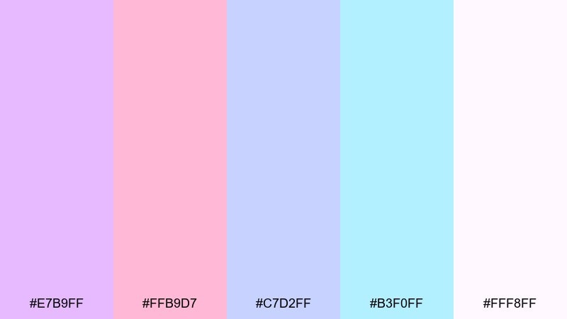 lullaby lavender cotton candy color palette with hex codes