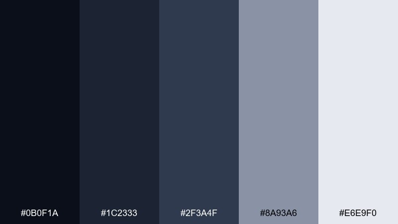 lunar asphalt night color palette with hex codes