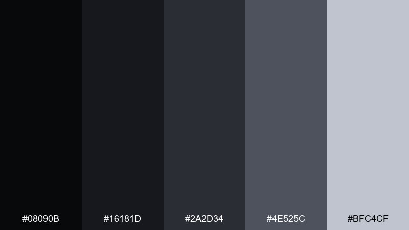 lunar charcoal black hole color palette with hex codes