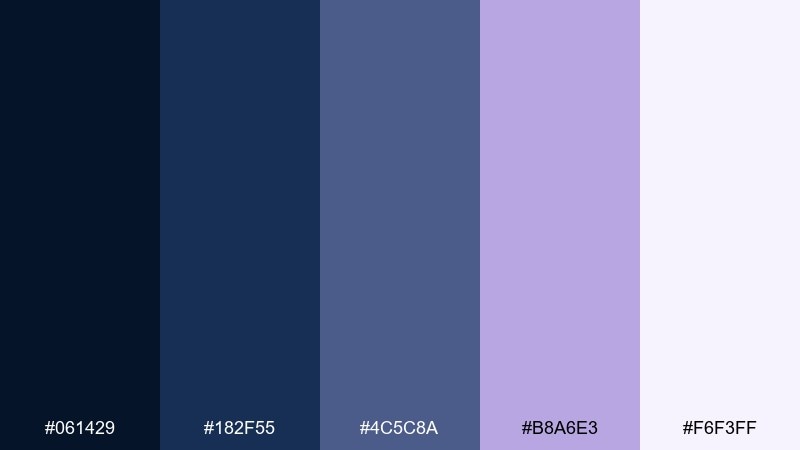 lunar lavender color palette with hex codes