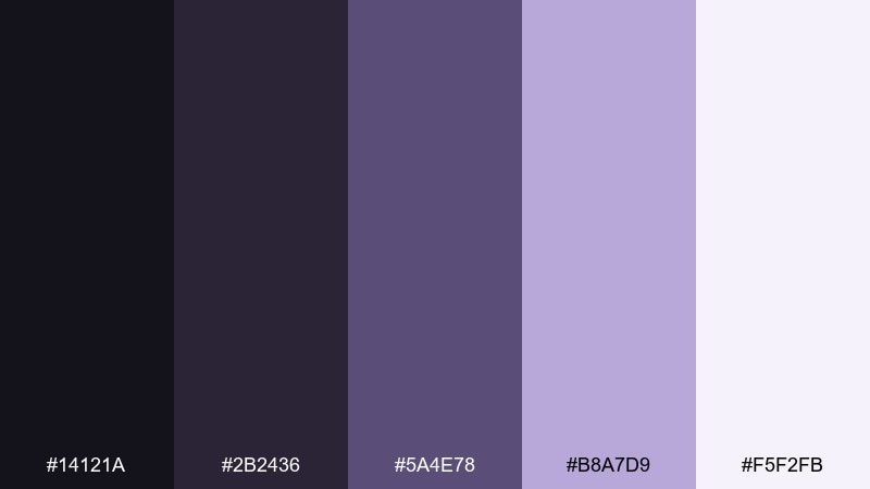 lunar lavender eclipse color palette with hex codes