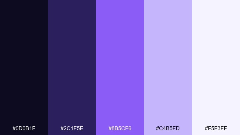lunar lavender color palette with hex codes
