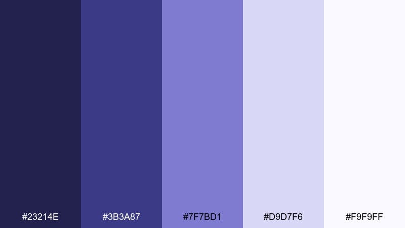 lunar lavender indigo blue color palette with hex codes