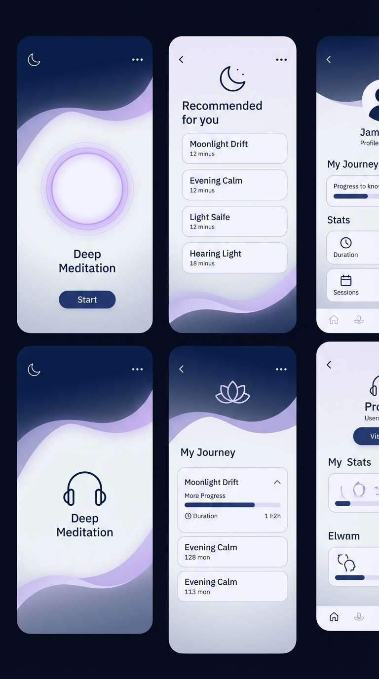 calm meditation app ui
