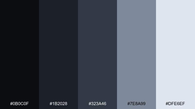 lunar steel color palette with hex codes