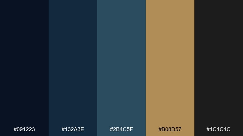 luxe hotel lobby midnight blue color palette with hex codes