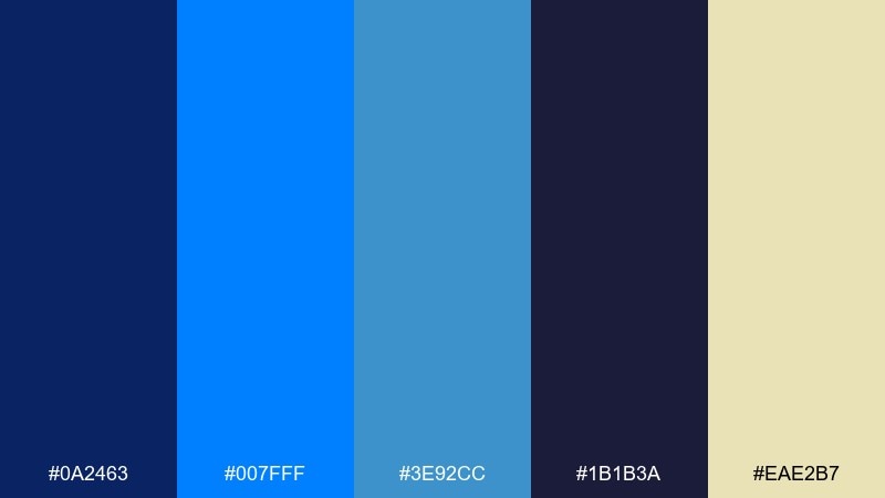 luxe velvet night azure color palette with hex codes
