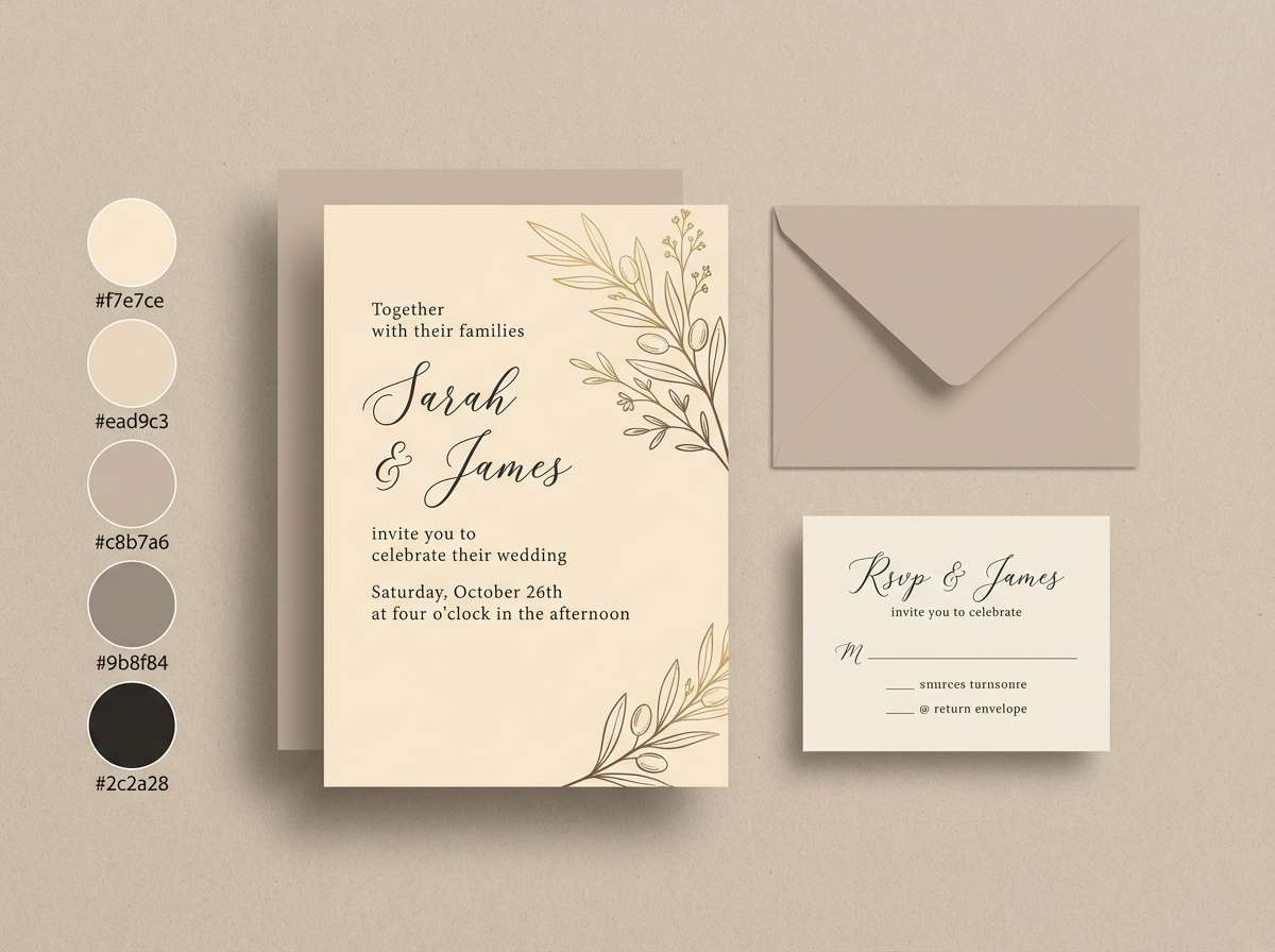 champagne wedding invitation design
