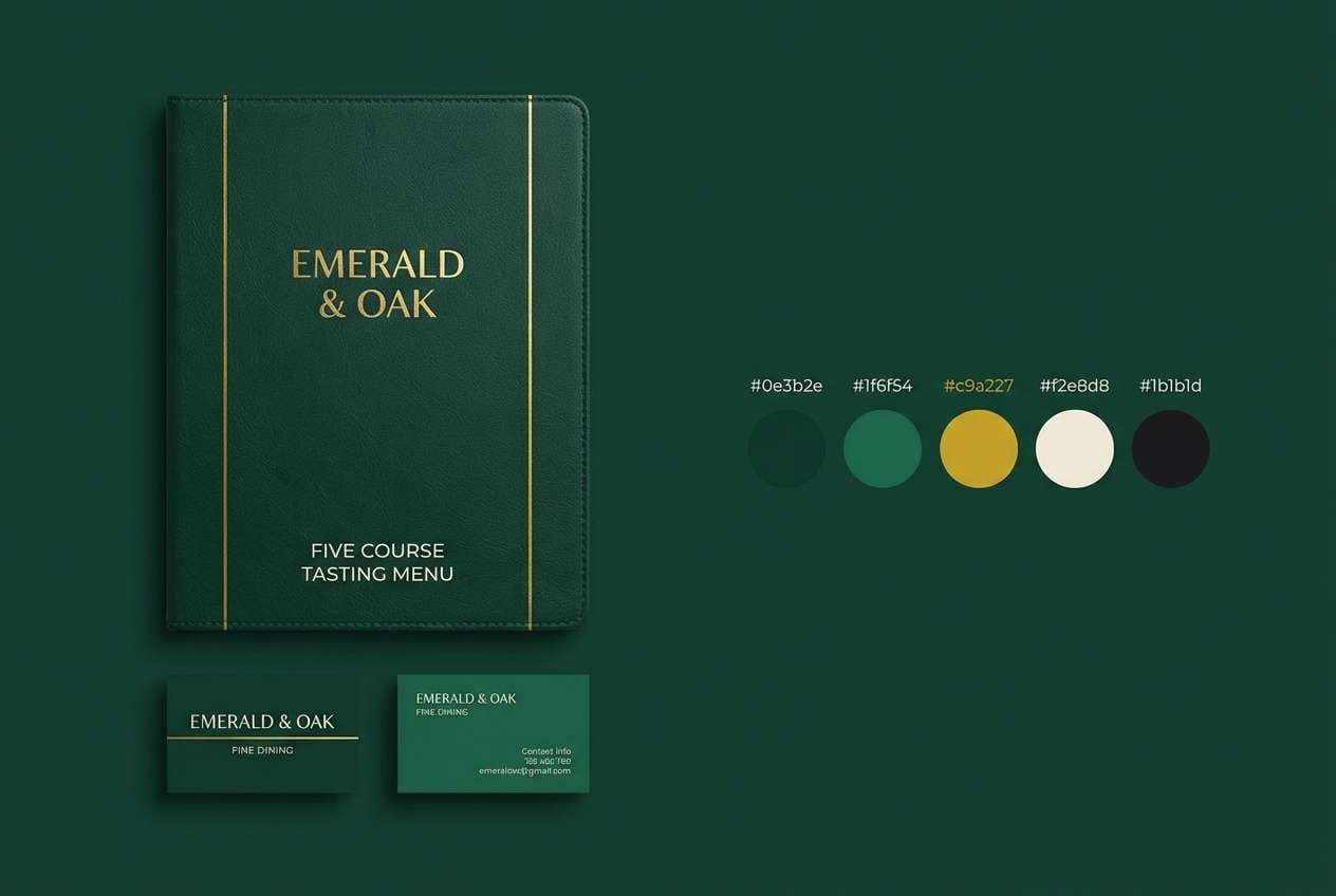 emerald menu branding mockup