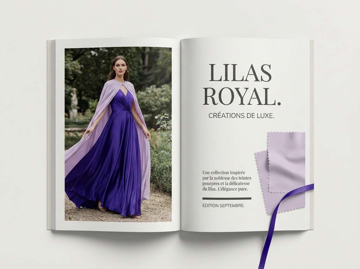 luxury editorial layout in purple