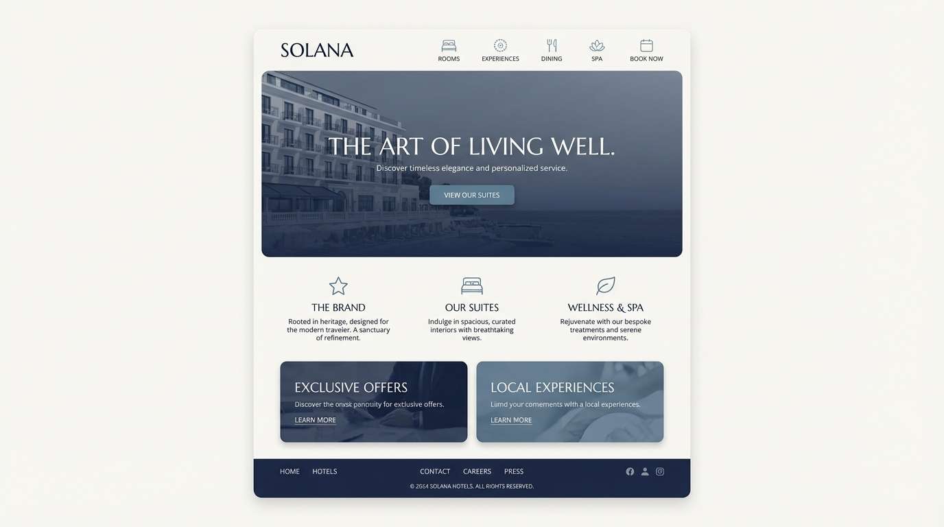 luxury hotel website layout