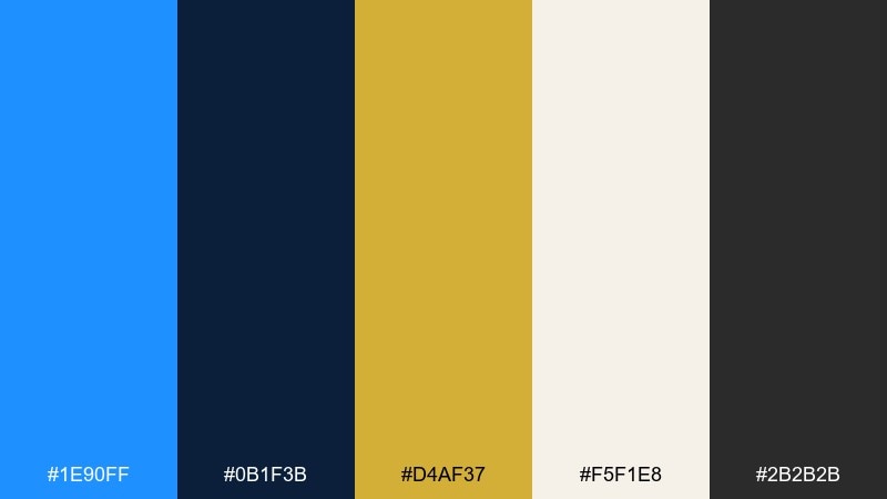 luxury navy gold dodger blue color palette with hex codes