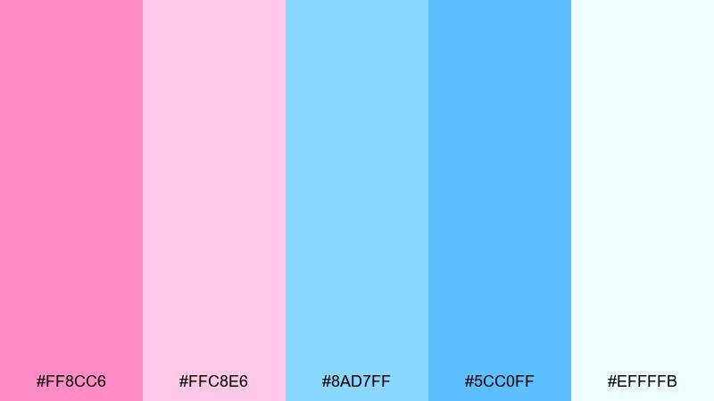 macaron marina cotton candy color palette with hex codes
